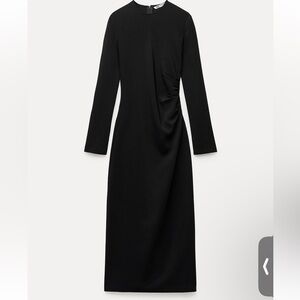 Brand new Zara black side ruched midi dress